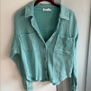 Hippie Rose Teal Button-Up Cardigan